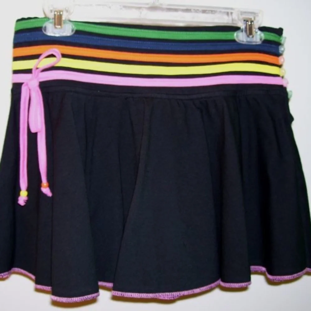 Vintage Black 100% Cotton Flounce Mini Skater Skirt